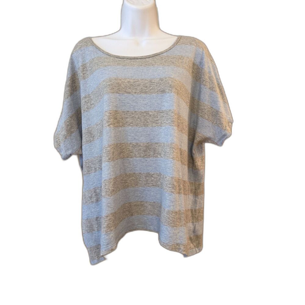 Cabi Sky Stripe Tee 5063 Blue Gray Striped Dolman Sleeve Boho Slouchy Top Medium